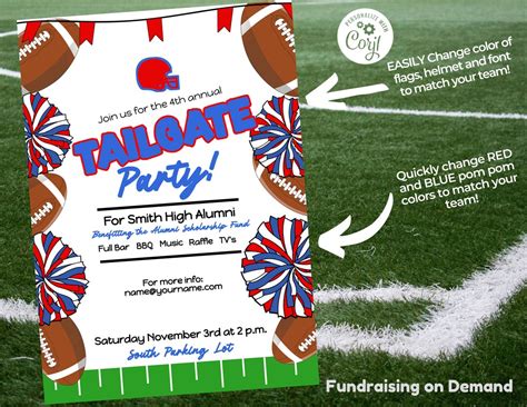 Football Tailgate Party Invitation Fundraiser - Etsy