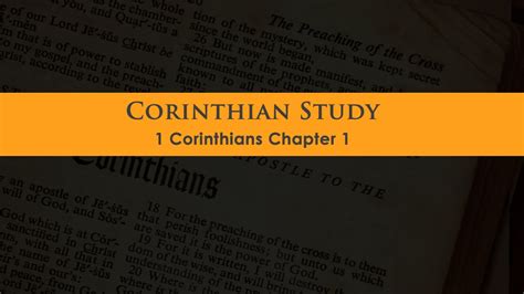 Corinthian Study 1 Corinthians Chapter 1 Youtube