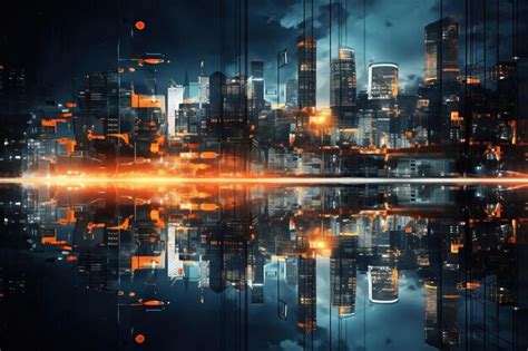 Premium AI Image Abstract Cityscape With Blurred Lights And Reflections