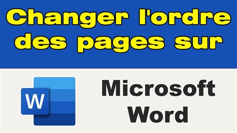 Comment Changer L Ordre Des Pages Sur Word YouTube