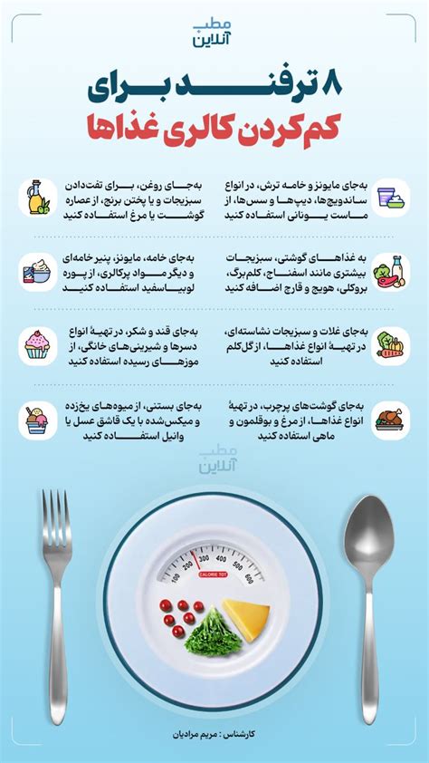 مشرق نیوز اینفوگرافیک ۸ ترفند برای کم کردن کالری غذاها