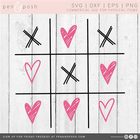 Tic Tac Toe Svg Valentines Day Svg Valentine Svg Heart Etsy