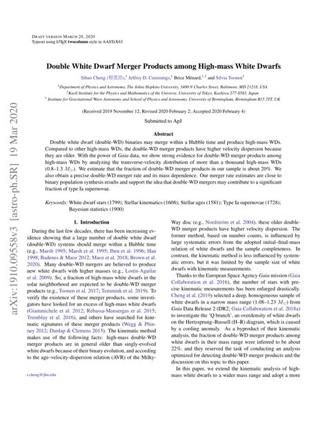 Pdf Double White Dwarf Merger Products Among High Mass White Dwarfs