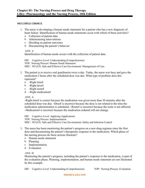 Pharmacology And The Nursing Process 10th Edition Test Bank