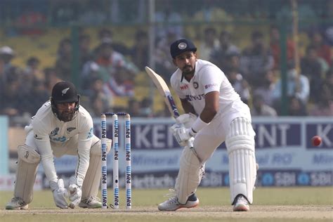 Ind V Nz Shreyas Iyer Follows His Debut Test Ton With A Fifty In