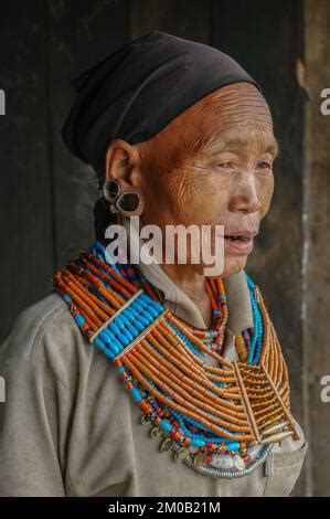 Mon Nagaland India Portrait Of Old Naga Konyak Tribal