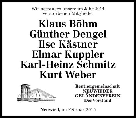 Traueranzeigen Von Rentnergemeinschaft Neuwied Rz Trauer De