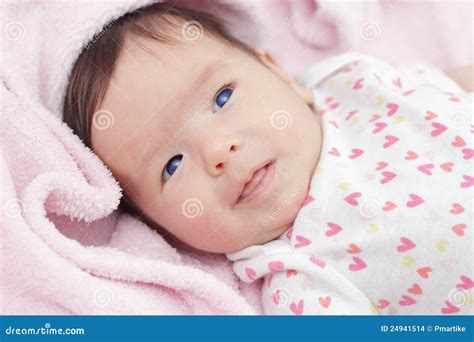 Two Months Old Cute Baby With Blue Eyes Stock Photo Image Of Happy