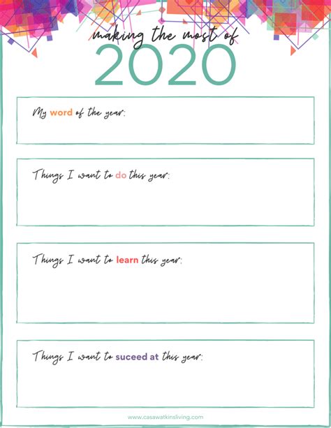 New Years Resolution Printable Worksheet – Casa Watkins Living