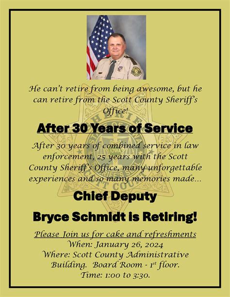 Chief Deputy Bryce Schmidt Retirement | Scott County, Iowa