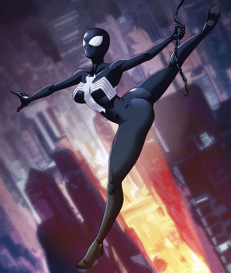 Symbiote Spider Girl Swinging By Nikoalecsovich On Deviantart