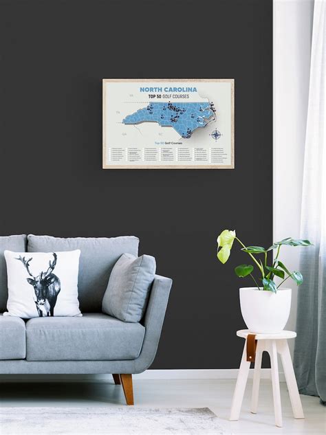 North Carolina Golf Top 50 Courses Map Etsy