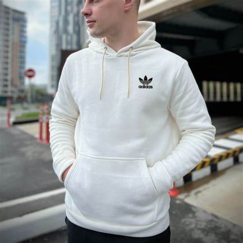 Мужское худи Adidas, кофта Адидас на флисе, толстовка белая, цена 629 ...