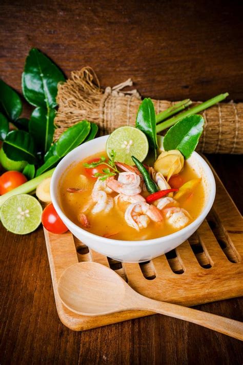 Tom Yam Kong Or Tom Yum Soup Thai Food Stock Photo Image Of Dark