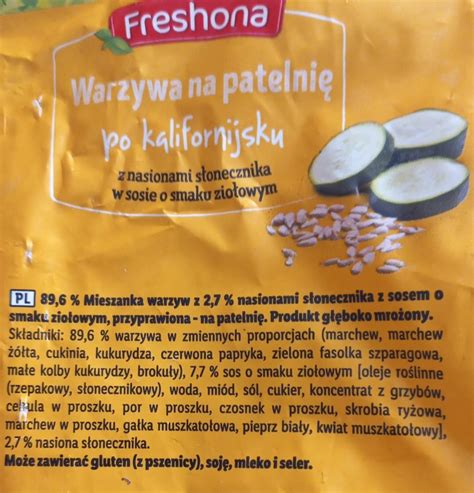 Warzywa na patelnię po kalifornijsku Freshona kalorie kJ i wartości