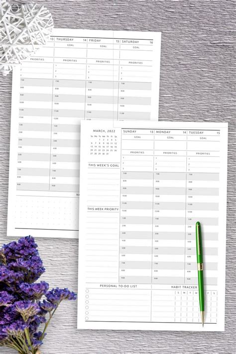 Weekly Planner Template, Week Calendar, Weekly Planner Printable, Weekly Calendar Printable ...