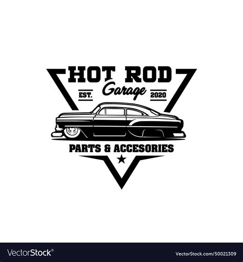 Hot rod garage ready made logo Royalty Free Vector Image