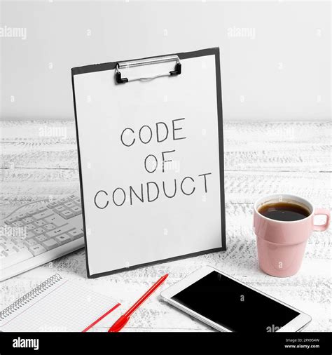 Writing Displaying Text Code Of Conduct Business Showcase Ethics Rules