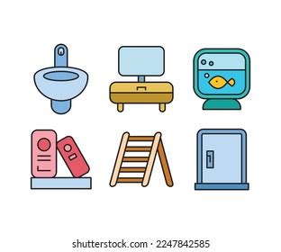 Furniture Home Appliance Icons Set Stock Vector Royalty Free