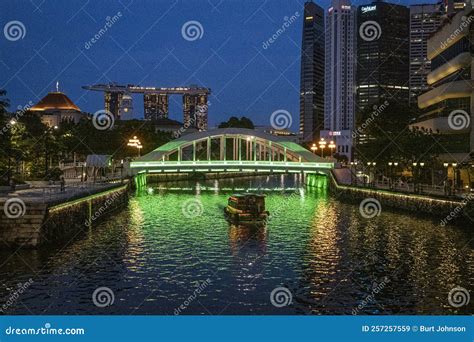 Singapore July 24 2022 Colorful Bridge On Boat Quay Stock Image