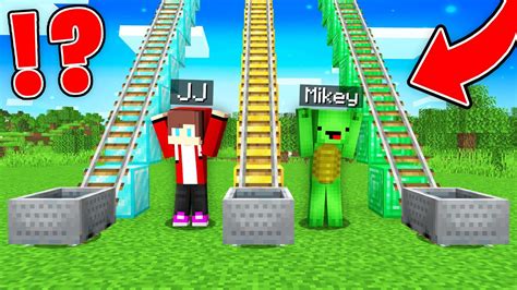 Jj And Mikey Found The Longest Rails Gold Vs Diamond Vs Emerald In