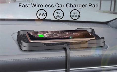 Wireless Car Charger Polmxs 15w Fast Car Wireless Charger Pad Non Slip