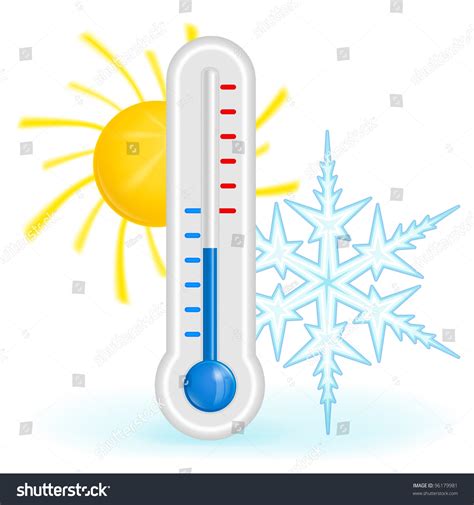 Blue Thermometer With Sun And Snow Vector 96179981 Shutterstock