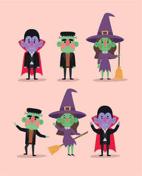 halloween characters set 21388316 Vector Art at Vecteezy