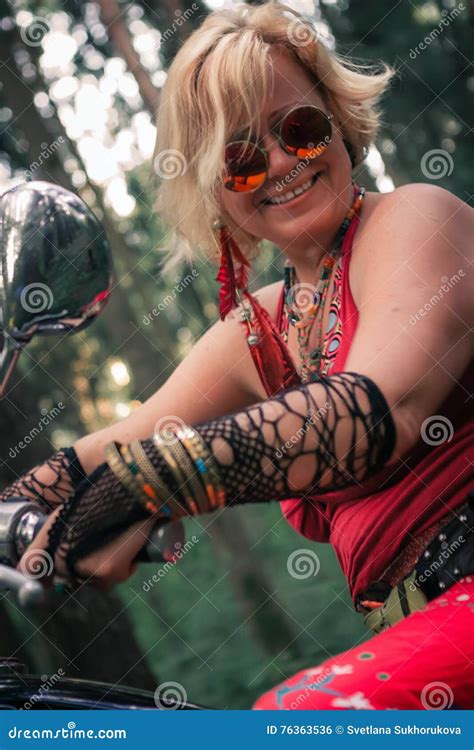 Portrait Of Mature Woman Biker Stock Photo Image Of Mature Camera