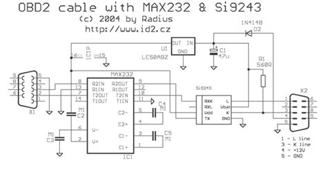 Obd 2 Iso 9141 2 Iso 14230 4 Kwp2000 Serial Cables Schematics Pinout