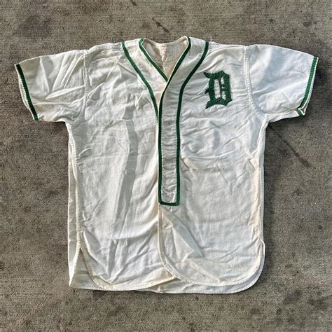 Vintage 1950s Embroidered Baseball Jersey Tagged Depop