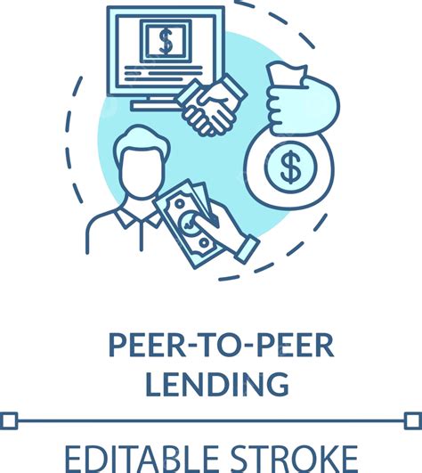 Peer To Peer Lending Turquoise Concept Icon Illustration Lend Economy