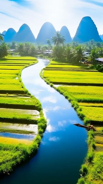 Premium Ai Image Arafed View Of A River Running Through A Lush Green