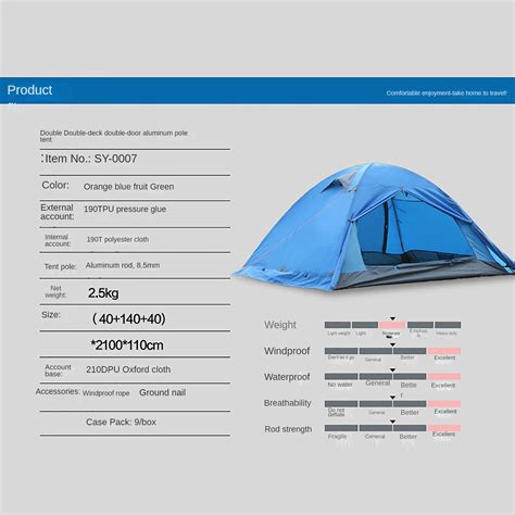 Outdoor Double Layer Aluminium Pole Tent With Snow Skirt Lightweight