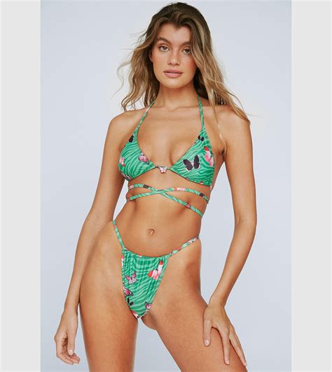 Buy Nasty Gal Butterfly Strappy Triangle Bikini Set In Green