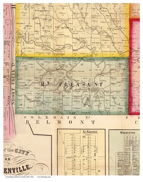 Mount Pleasant Ohio 1856 Old Town Map Custom Print Jefferson Co