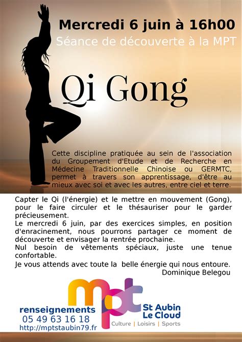 Qi Gong Séance Dinitiation Maison Pour Tous St Aubin Le Cloud