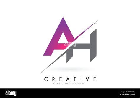 AH A H Letter Logo With Color Block Design And Creative Cut Creative