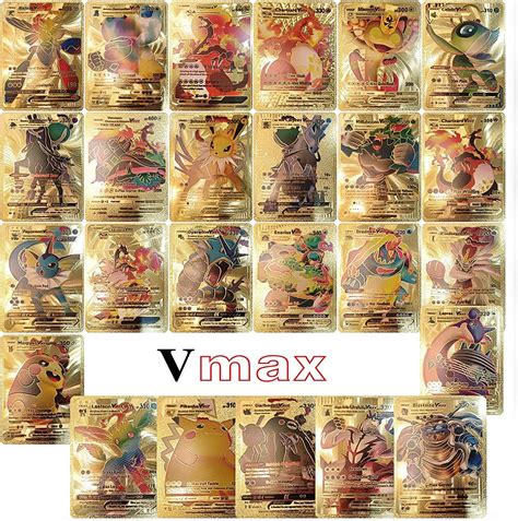 Buy Rudviv 55 Pcs Tcg Deck Box Gold Cards Packs Vmax Dx Gx Rare Golden Cards Gold Foil Card