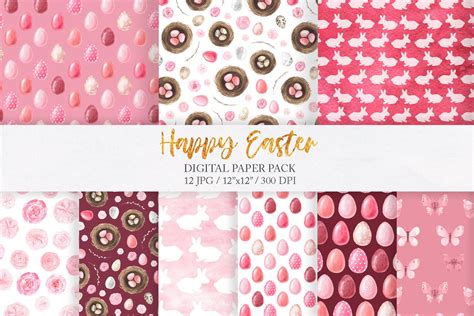 Watercolor Spring Easter Digital Papers By Larysa Zabrotskaya