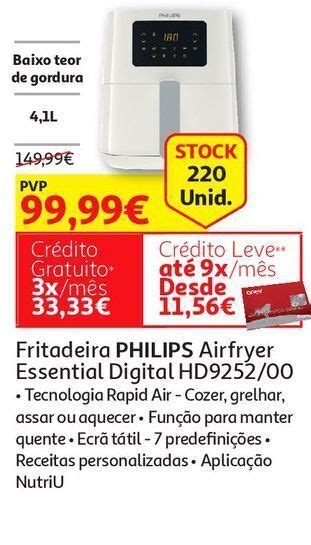 Promo O Fritadeira Philips Airfryer Essential Digital Hd Em Auchan