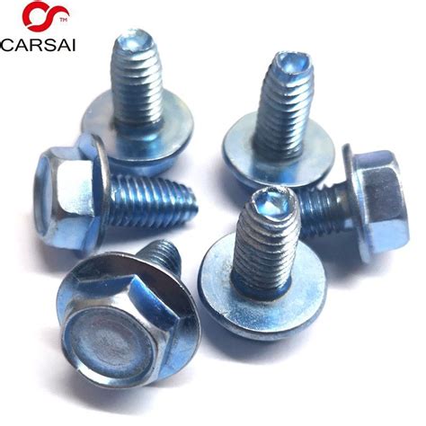 10 14x34indented Hex Washer Head Unslotted Blue Zinc Plated Carbon Steel Plastiter