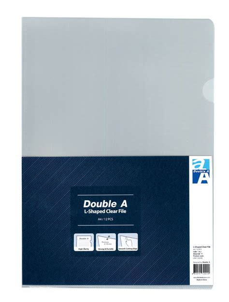 Double A A4 L Shaped Clear File Al Jaffal Centre