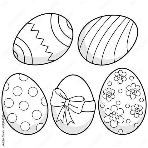 Decorated Easter eggs. Vector black and white coloring page Stock Vector | Adobe Stock