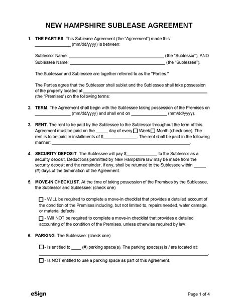 Free New Hampshire Rental Lease Agreements Laws Pdf Word