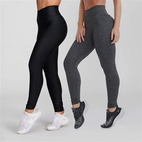 Kit 2 Calças Legging Feminina Suplex Cintura Alta e Zero Transparência