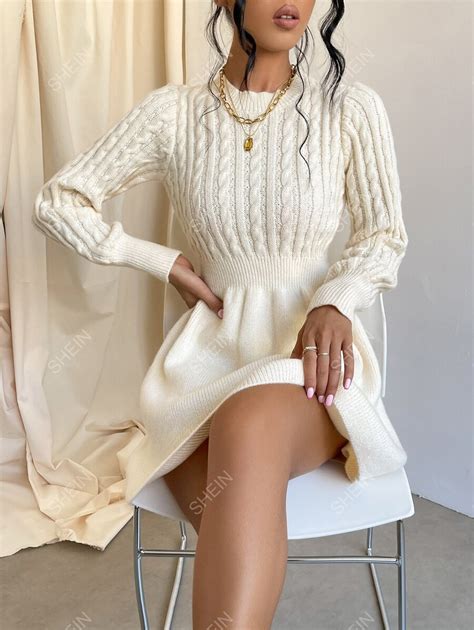 Shein Privé Cable Knit Sweater Dress Shein Usa