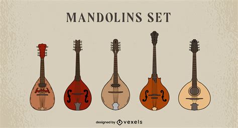 Descarga Vector De Mandolinas En Un Conjunto De Instrumentos De Música