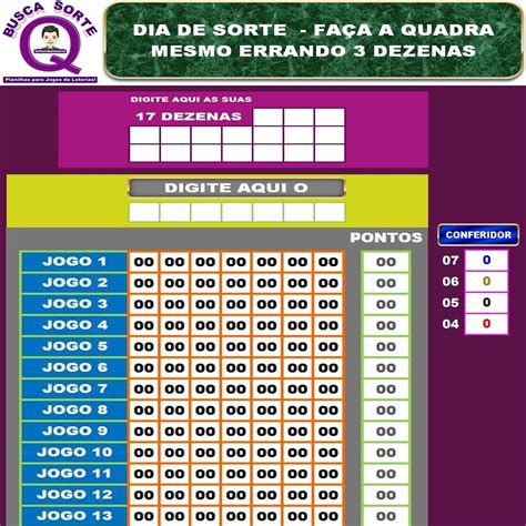 Planilha Dia De Sorte Garante Quadra Mesmo Errando Dzs R