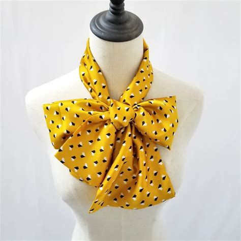 Women Long Wide Foulard Cute Heart Neck Scarf Yellow Fresh Summer